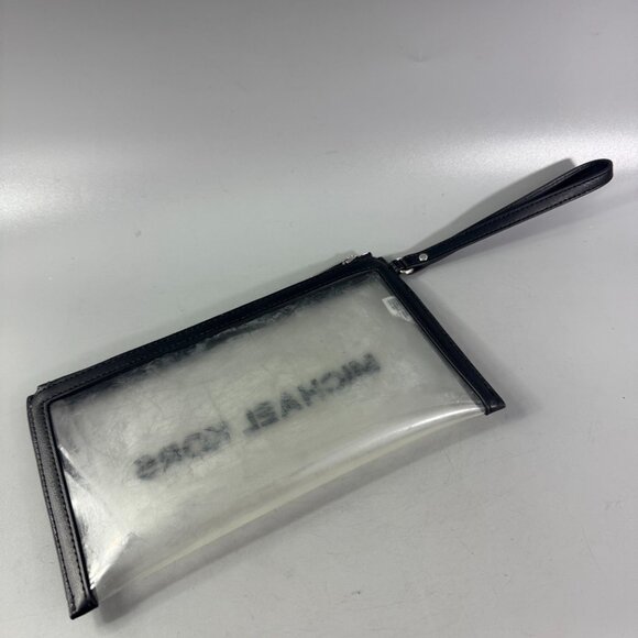 Michael Kors Outlet Jet Set Travel Large Clear Vinyl Wristlet in Black - Picture 5 of 15